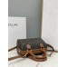 Lushentic Replica SMALL BOSTON BAG IN TRIOMPHE CANVAS AND CALFSKIN TAN DESIGNER HANDBAG