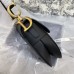 Lushentic Rep SADDLE BAG WITH STRAP Black Grained Calfskin Antique-Gold Hardwares