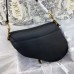 Lushentic Rep SADDLE BAG WITH STRAP Black Grained Calfskin Antique-Gold Hardwares