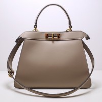 Lushentic Rep Peekaboo ISeeU Medium Dove Gray Leather Tote Bag