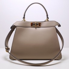 Lushentic Rep Peekaboo ISeeU Medium Dove Gray Leather Tote Bag