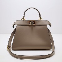 Lushentic Rep Peekaboo ISeeU Small Dove Gray Leather Tote Bag