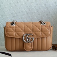 Lushentic Replica Silver Marmont Mini Sling Flap Bag Matelassé in 446744 22cm GG Chain Shoulder Bag