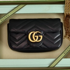 Lushentic Replica GG Marmont Matelassé Chevron Leather Super Mini 16.5cm Shoulder Chain Bag Gold-toned Hardware 476433