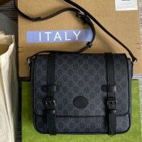 Lushentic Rep Men Messenger Bag GG Supreme Monogram Canvas Black