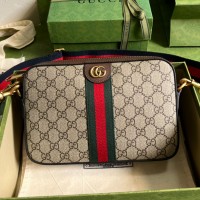 Lushentic Replica Ophidia GG Shoulder Bag 699439 Beige Ebony GG Supreme Canvas