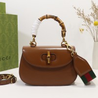 Lushentic Rep Bamboo 1947 Small Top Handle Bag ‎675797 GG Tote Cuir Leather