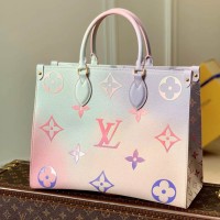Lushentic Replica ONTHEGO MM MONOGRAM CANVAS Handbag Shoulder Tote Bag Sunrise Pastel