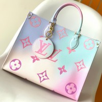 Lushentic Rep ONTHEGO MM MONOGRAM CANVAS Tote Bag Sunrise Pastel-02