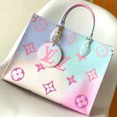 Lushentic Rep ONTHEGO MM MONOGRAM CANVAS Tote Bag Sunrise Pastel-02
