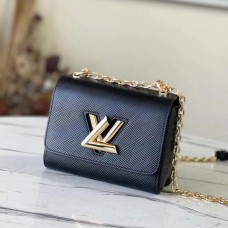 Lushentic Rep Twist PM Golden Chain Bag M21119 Handbag Black Epi Grained Cowhide Leather Gold-color Hardwares