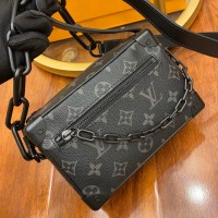 Lushentic Rep Men's Black Mini Soft Trunk M44735 Chain Strap Shoulder Cross-body Bag Monogram Eclipse Canvas