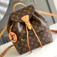 Lushentic Rep MONTSOURIS PM MONOGRAM CANVAS/NATURAL LEATHER LV Backpack