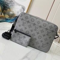 Lushentic Rep Men's Duo Messenger Anthracite Gray Bag M46104 Monogram Shadow Calf Leather