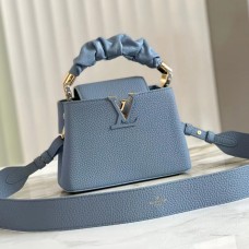 Lushentic Rep Capucines Mini Scrunchie Shoulder Handbag Blue Taurillon Leather