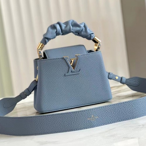 Louis Vuitton Limited Capucines BB Scrunchie Handle sky blue leather  handbag