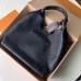 Lushentic Rep Black Carmel Handbag M52950 with Chocolate Color Twist Handle Mahina Perforated Calf Leather Hobo Bag