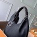 Lushentic Rep Black Carmel Handbag M52950 with Chocolate Color Twist Handle Mahina Perforated Calf Leather Hobo Bag