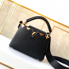 Lushentic Replica Capucines Mini Handbag M56669 Black Taurillon Leather