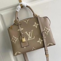 Lushentic Rep Petit Palais Bag Monogram with Empreinte Leather M58914 LV Handbag in Tourterelle/Cream Color