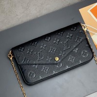 Lushentic Rep Félicie Pochette M64064 Golden Chain Bag Black Monogram Empreinte Supple Grained Cowhide Leather
