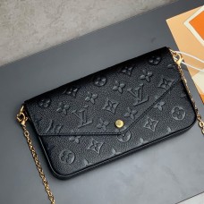 Lushentic Rep Félicie Pochette M64064 Golden Chain Bag Black Monogram Empreinte Supple Grained Cowhide Leather