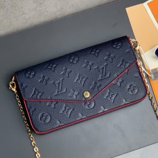 Lushentic Rep Félicie Pochette M64099 Golden Chain Shoulder Bag Navy Blue/Red