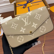 Lushentic Rep FÉLICIE POCHETTE LV Monogram Empreinte Chain Shoulder Clutch Bag Tourterelle Gray/Cream Black/Beige