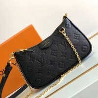 Lushentic Replica Women EASY POUCH ON STRAP Shoulder Bag M80349 Black Monogram Empreinte Cowhide Leather