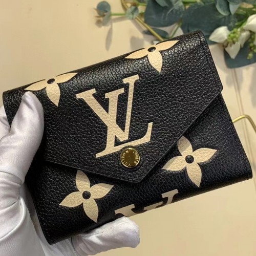 Louis Vuitton Victorine Wallet Black Beige Monogram Empreinte Leather