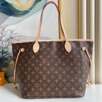 Lushentic Replica NEVERFULL MM M41177 Tote Bag Supple Monogram Canvas Cherry Cerise Red