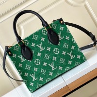 Lushentic Rep MONOGRAM ONTHEGO PM Jacquard Velvet Tote Bag Green