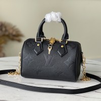 Lushentic Rep Speedy Bandoulière 20 M58953 Handbag Black Embossed Grained Monogram Empreinte Leather