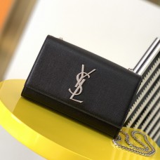Lushentic Rep Kate 20CM Small Chain Bag in Grain De Poudre Embossed Calfskin Caviar Leather Black Silver Hardwares