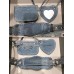 Lushentic Rep Women's NEO Cagole XS Handbag Denim Blue Washed Frayed Demin Aged-Silver Hardware with Rhinestones