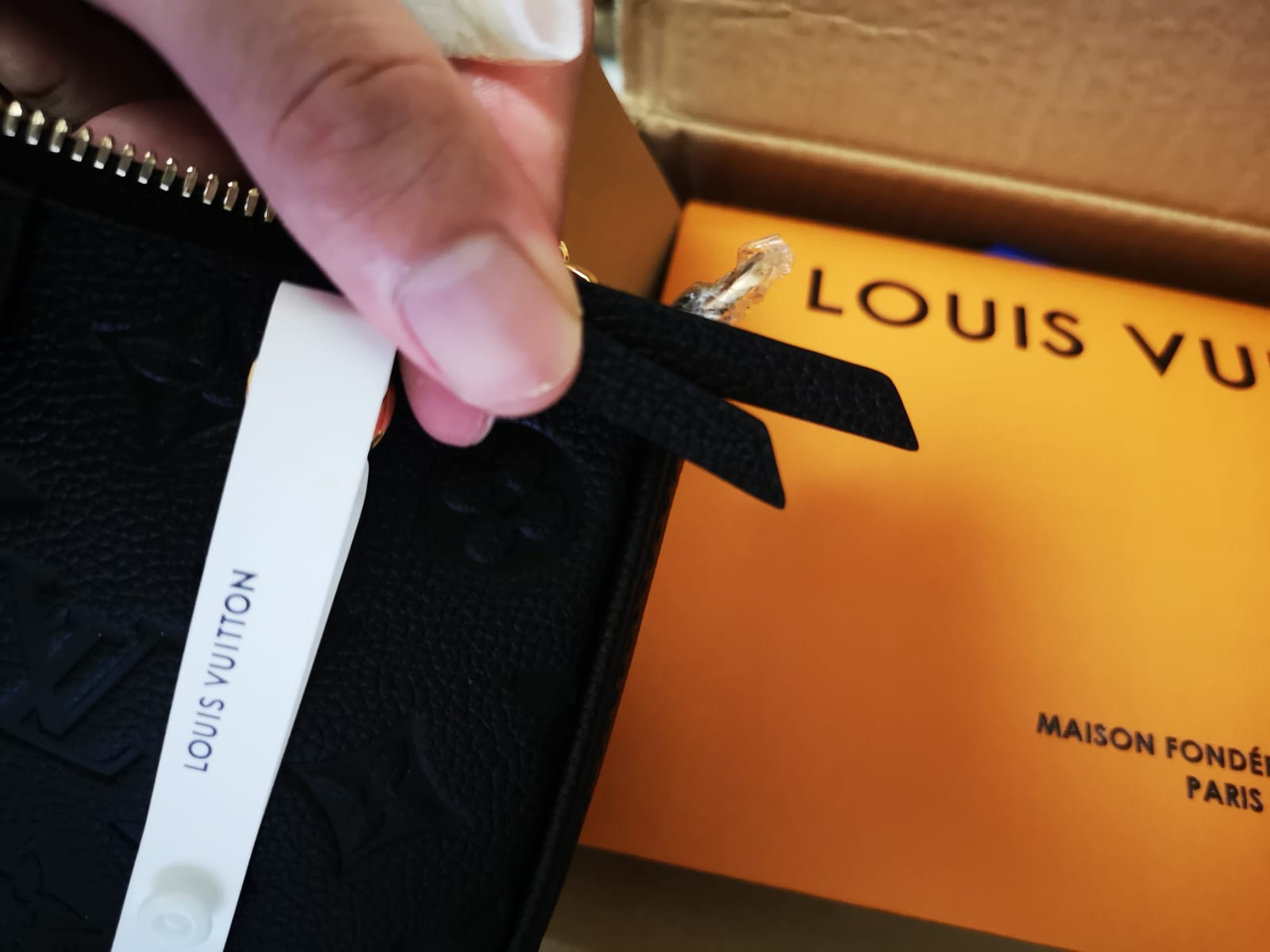 LOUIS VUITTON Louis Vuitton Easy Pouch Monogram Implant Leather Shoulder Bag  M80349 Black.